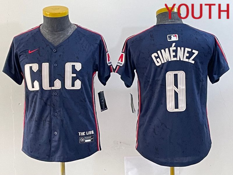 Youth Cleveland Indians #0 Gimenez Blue City Edition Nike 2024 MLB Jersey style 5